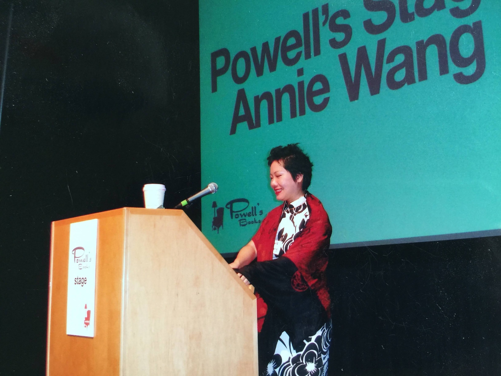 Annie Wang speaking at Powell’s Books